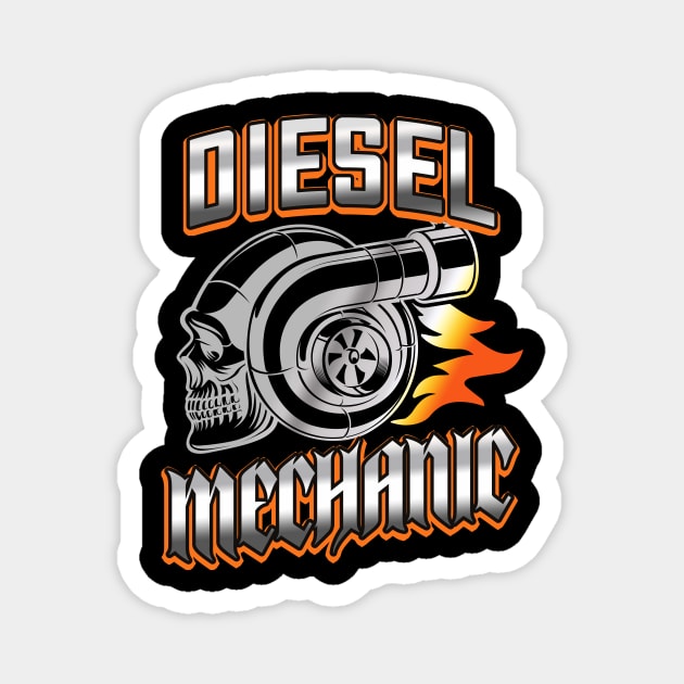 Diesel Mechanic Turbocharger Skull Magnet by Foxxy Merch