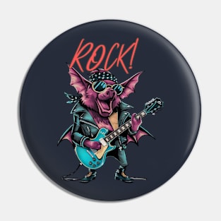 Vintage Bat Rocker on Guitar Pin