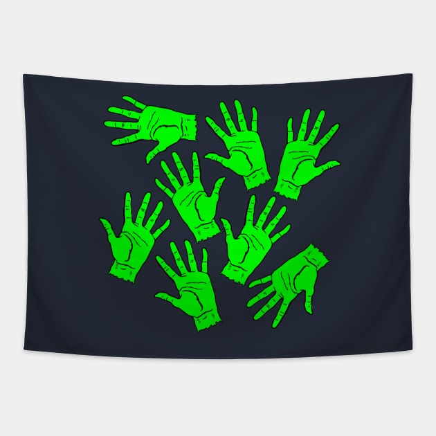 Zombie Hand Pattern Halloween Tapestry by BraaiNinja