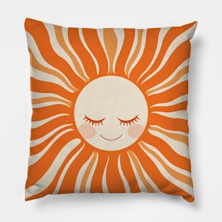 Retro Sun Boho Smile Summer Pillow