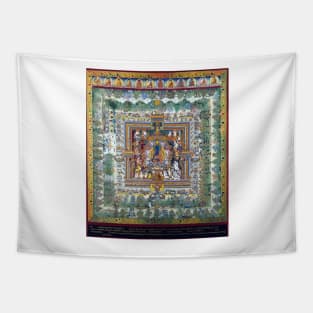 Blue Medicine Buddha Mandala Tibetan Buddhist Thangka Reproduction Tapestry