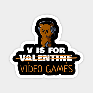 V Is For Video Games Cute Funny Valentine's Day Magnet