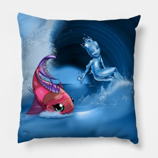 Water Element and Pink Fish Pillow