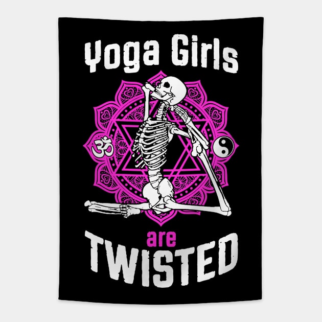 Yoga Girls Are Twisted Skeleton Mermaid Pose Anahata Symbol Tapestry by Grandeduc