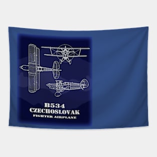 Fighter Plane Blueprint Art Print Tapestry