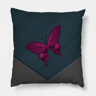 Embroidered Butterfly Magenta Pink Silk Fabric Faux Pocket Feminine Lovely Earthy Pillow