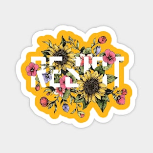 Feminist Protester Support Resist Floral Design Magnet