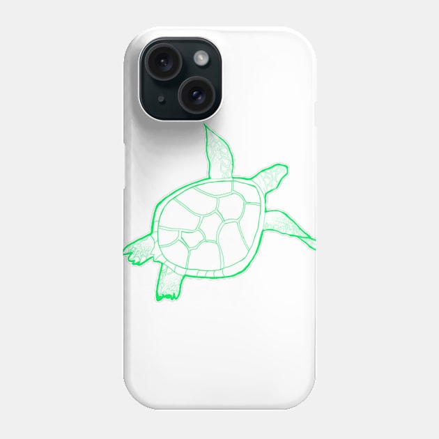 Beautiful swimming turtle bright green Phone Case by Annalisseart24