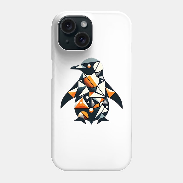 Arctic Orange Geometry - Abstract Penguin Phone Case by The Tee Bizarre