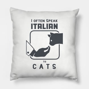 Funny Italian hand gesture and a cat, dark ink Pillow