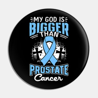 Prostate Cancer Awareness God Bigger Light Blue Ribbon Pin