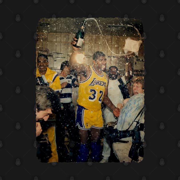 Magic Johnson in Celebrating The 1987 NBA Championship by Milu Milu