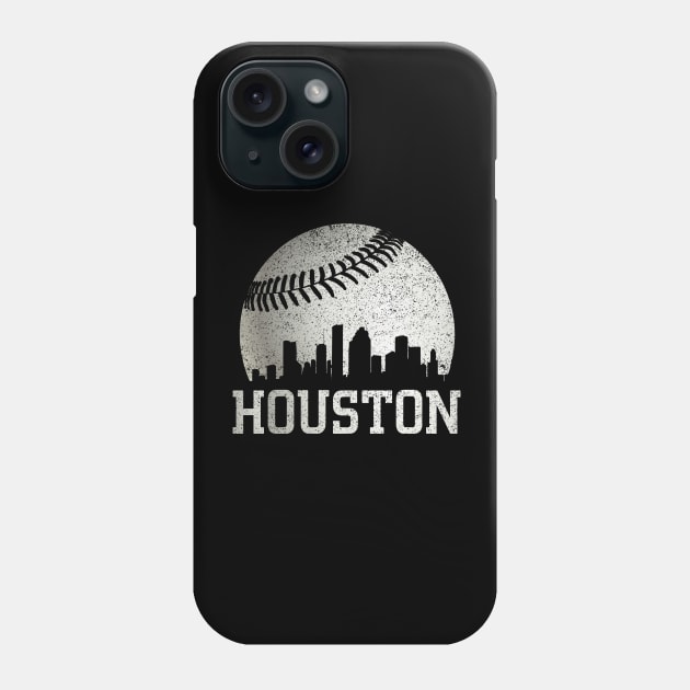 Vintage Houston Texas Skyline Baseball Phone Case by Hong Lien 