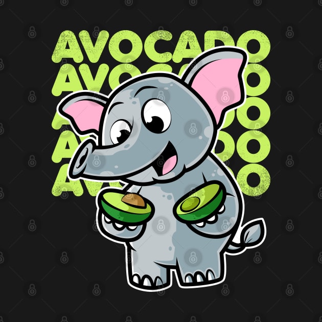 Cute Elephant Eating Avocado Kawaii Neko Anime product by theodoros20