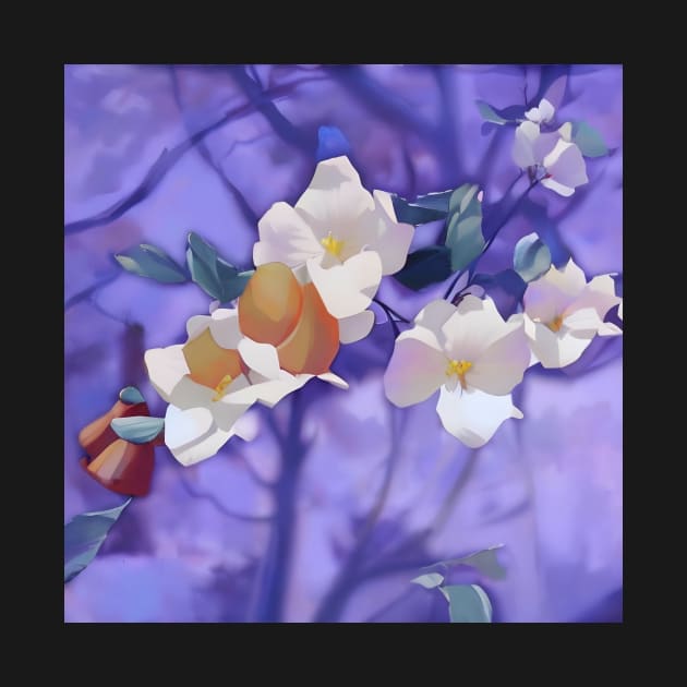 White Blossoms on Lavender by DANAROPER