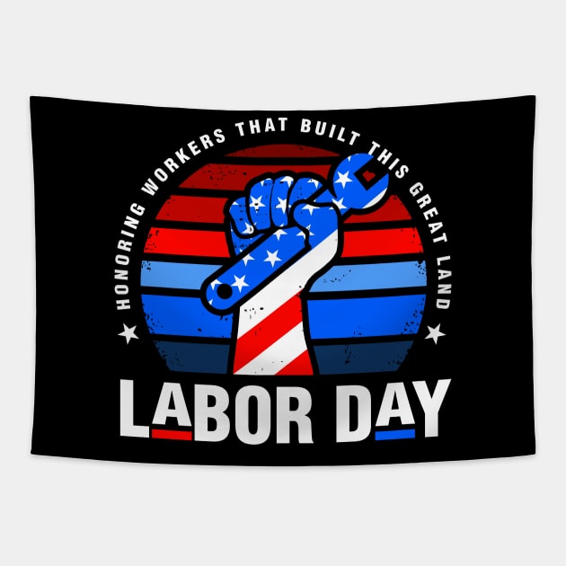 Labor Day USA Patriotic Design Tapestry by JDawnInk