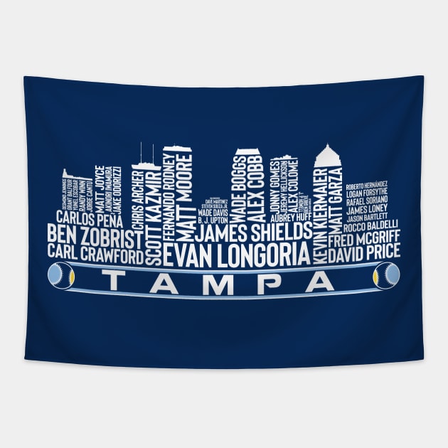 Tampa Bay Baseball Team All Time Legends, Tampa Bay Skyline Tapestry by Legend Skyline