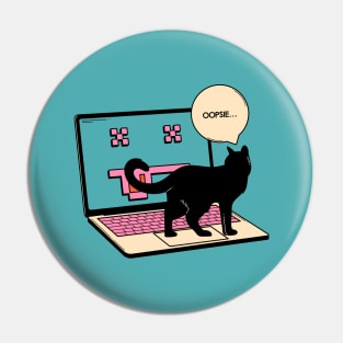 404 Error Laptop Black Cat in blue Pin