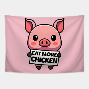 Eat More Chicken! Cute Pig Cartoon Tapestry