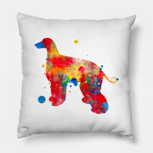 Afghan Hound Watercolor Dog Painting - Red Pillow