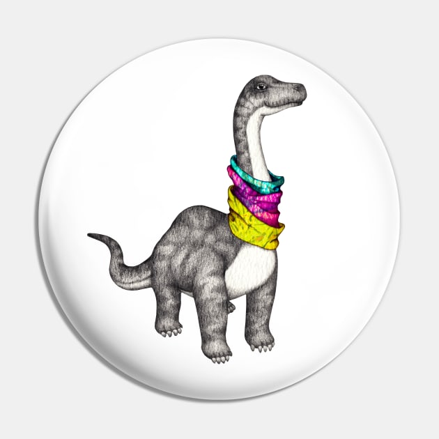 Snuggly Diplodocus in Winter Pin by PerrinLeFeuvre