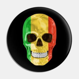 Mali Flag Skull - Gift for Malian With Roots From Mali Pin