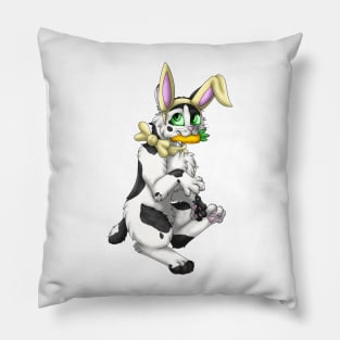 Bobtail BunnyCat: Black Bicolor (Yellow) Pillow