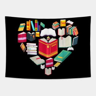 Cute Heart Reading A Book Valentines Day Teacher Book Lovers Tapestry