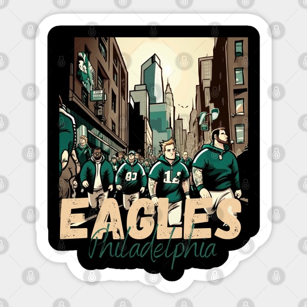 Philadelphia eagles football player graphic design cartoon style beautiful  artwork - Philadelphia Eagles Football - Sticker