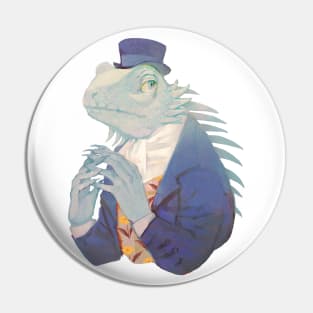 Blue iguana gentleman Pin