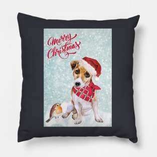 Jack Russell Terrier Merry Christmas Santa Dog Pillow