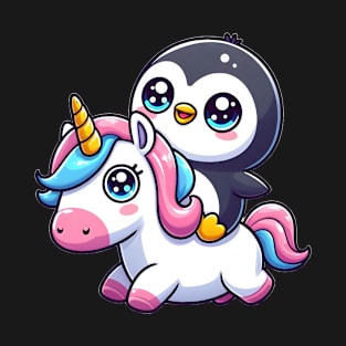 A penguin on a unicorn T-Shirt