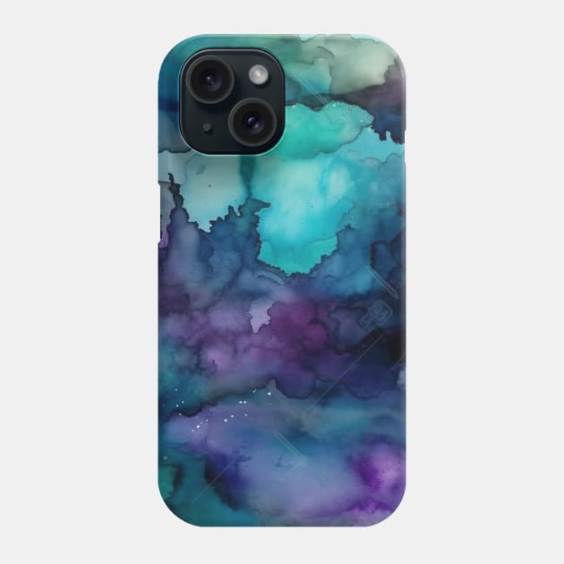 Ombre Watercolor Teal and Purple Phone Case by Moon Art