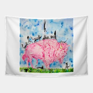 PINK BISON and BLACK CATS Tapestry