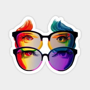 Rainbow colours glasses Magnet