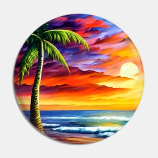 Sunset Palm Seaside Tropical Landscape Pin