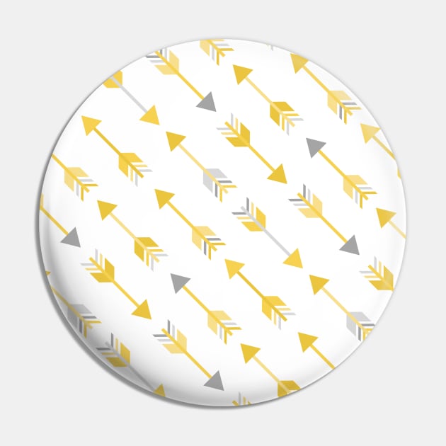 Yellow Gray Tribal Arrows Pattern Indian Indigenous Pin by jodotodesign