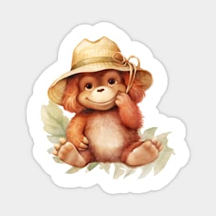 Orangutan in Straw Hat Magnet