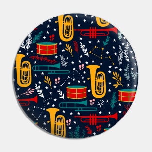 Cute Marching Band Pattern with brass instruments and drum instruments Pin