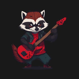 A Raccoon playing a Guitar T-Shirt