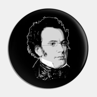 Franz Schubert Black and White Pin