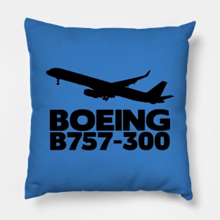 Boeing B757-300 Silhouette Print (Black) Pillow