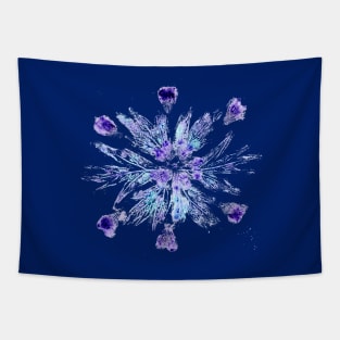 'Snowflake' nature print (dark blue background) Tapestry