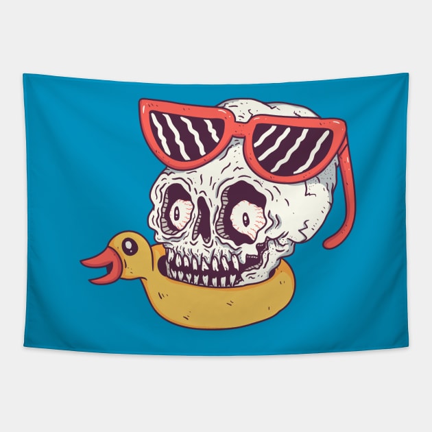 beach skull Tapestry by hex