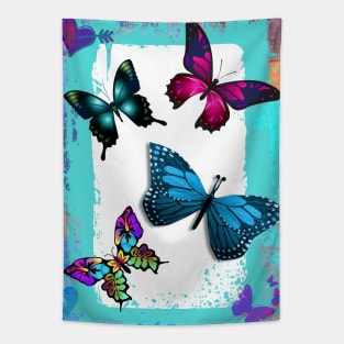 Multicolored Whimsical Butterflies Tapestry