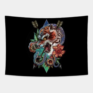 Snake vs Lion Tapestry