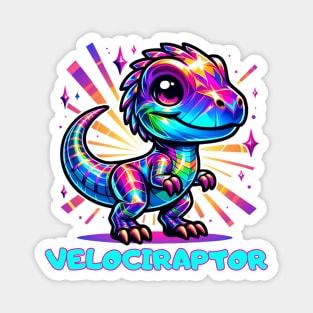 Baby Velociraptor Dino Neon Kawaii Cute Colorful Chibi Magnet