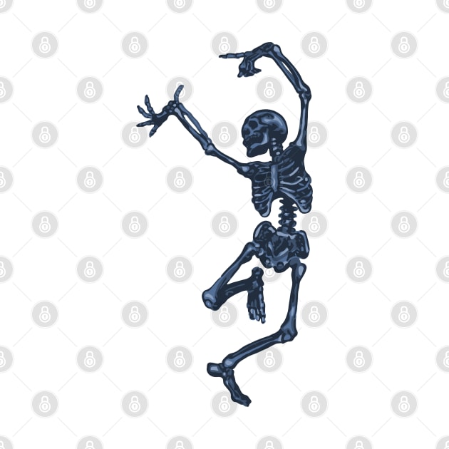 Dancing Denim Blue Skeleton by Slightly Unhinged