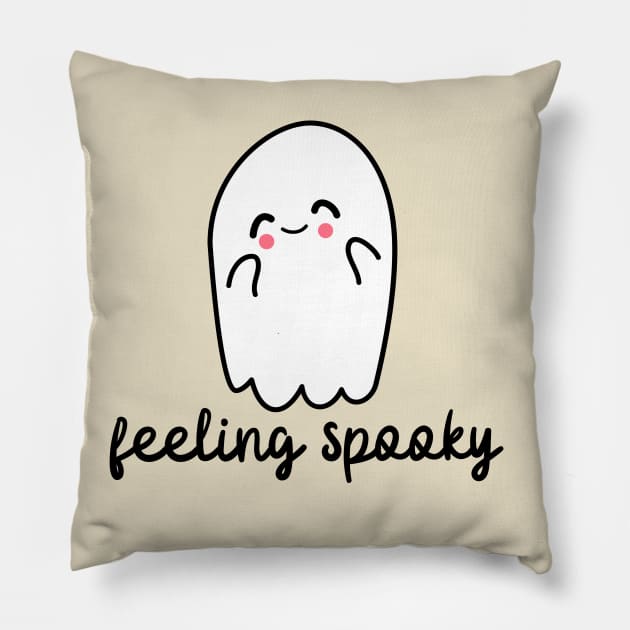 Feeling Spooky Cute Ghost Halloween Party Costume Pillow by Illustradise