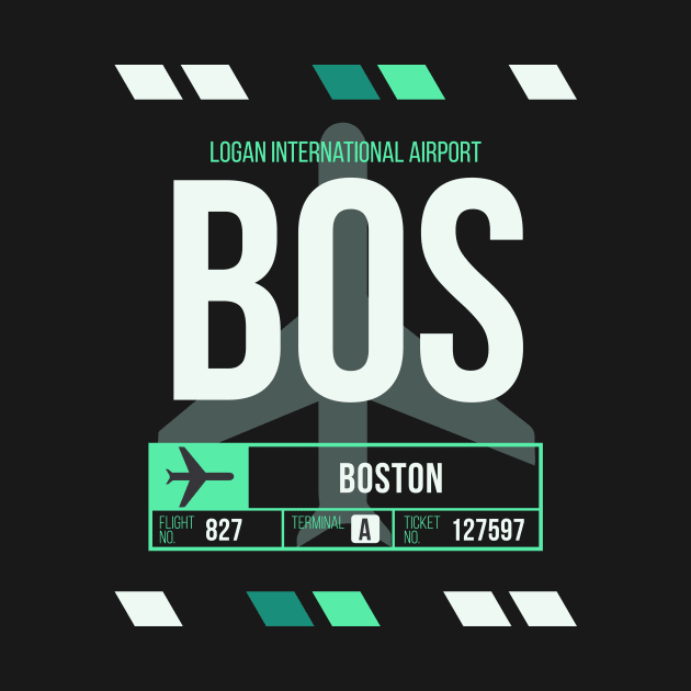 Boston (BOS) Airport Code Baggage Tag by SLAG_Creative